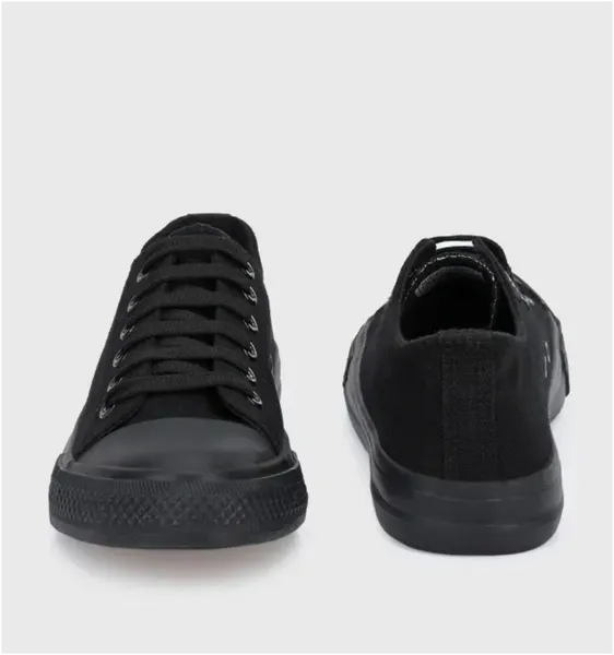 Black Canvas Synthetic Round Toe Lace-Up Closure Casual/Sports Sneakers For Unisex